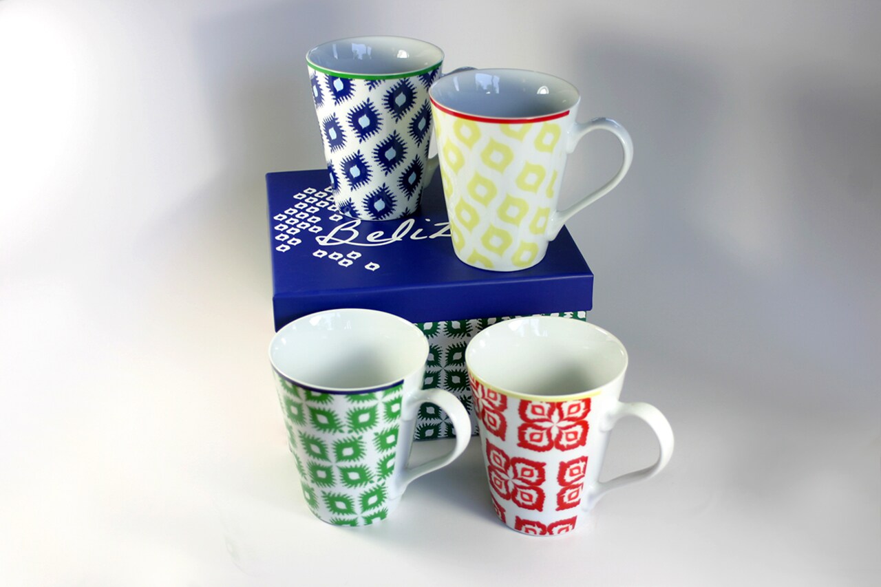 Paperproducts Design Set of 4 Colorful Belize Porcelain Coffee